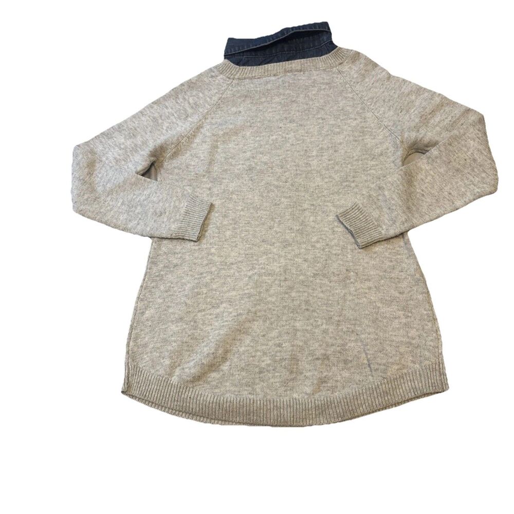 Women’s Chic Lady In Paris Traveling Denim Point Collar Lightweight Sweater Gray - Picture 9 of 13